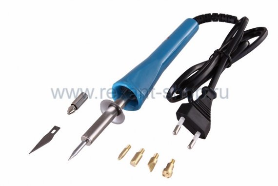 Фотография товара 'Rexant Набор паяльник-выжигатель (6 насадок) 220V/30 Вт 12-0183'