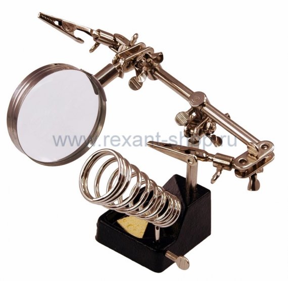 Фотография товара 'Rexant Держатель "третья рука" с лупой х2.5 (ZD-10G) 12-0252'