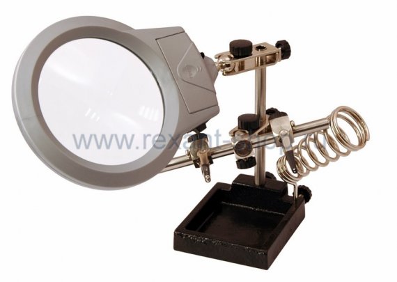 Фотография товара 'Rexant Держатель "третья рука" с подставкой под паяльник и подсветкой (CT-293 LED) (ZD-10M) 12-0253'