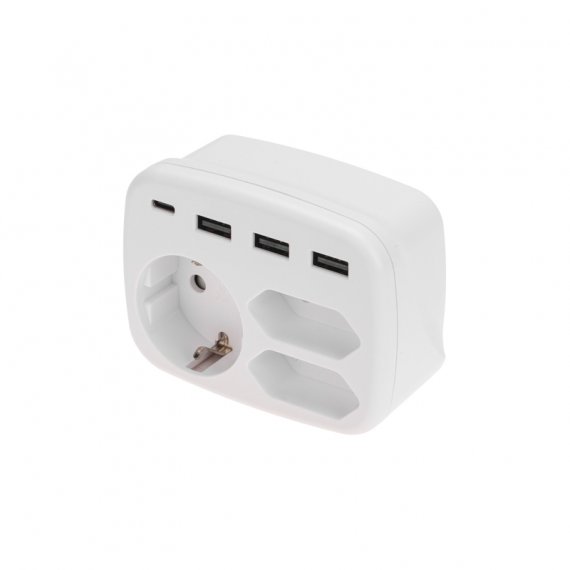 Фотография товара 'Rexant 11-1250 Тройник электрический 16А с/з + 2х2,5А + 3хUSB-A 2,4А + USB Type-C 3А'