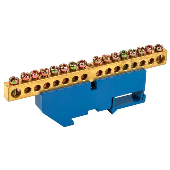 Фотография товара 'Rexant 11-2351 Шина «N» нулевая с синим изолятором на DIN-рейку 8x12 мм'