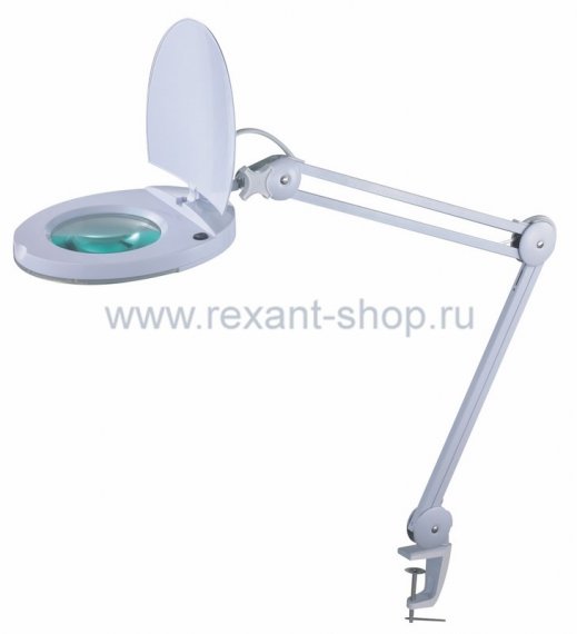 Фотография товара 'Rexant Лупа на струбцине круглая настольная 8Х с подсветкой с крышкой 31-0221'