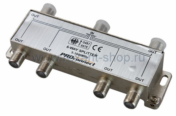 Фотография товара 'Rexant ДЕЛИТЕЛЬ ТВ х 6 под F разъём 5-1000 МГц 05-6024'