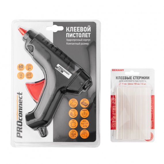 Фотография товара 'Rexant 12-1703 Набор ПК03 для творчества (пистолет 60Вт, стержни 11мм)'