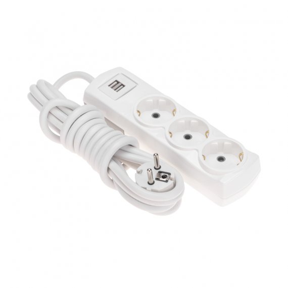 Фотография товара 'Rexant 13-4110 Удлинитель PREMIUM 3 гнезда, 3м, 3х1,5мм?, с/з, 2 USB'