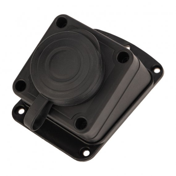 Фотография товара 'Rexant 111-127-4 Розетка каучуковая 1 гнездо с крышкой угловая черная, с/3, 16А, IP44'