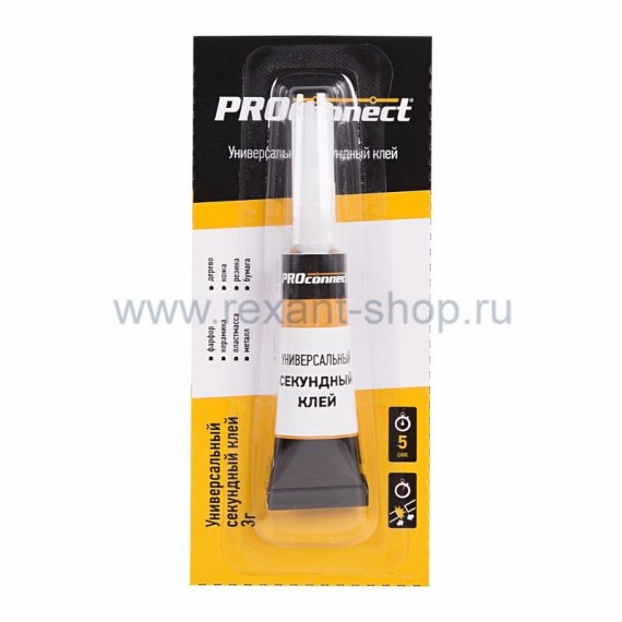 Фотография товара 'Rexant Универсальный секундный клей "PROconnect" (3гр) на мульти-карте 61-0900'