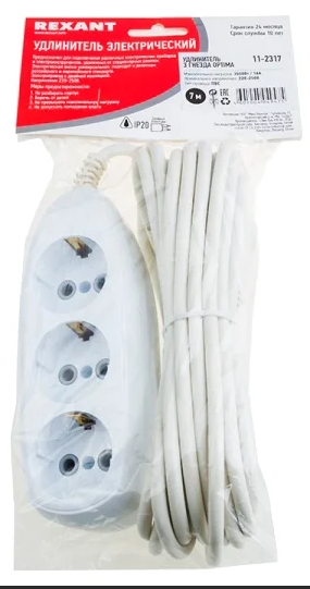 Фотография товара 'Rexant Удлинитель 3 гнезда 7м 11-2317'