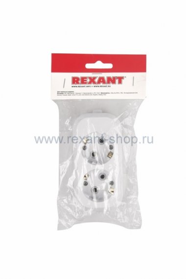 Фотография товара 'Rexant Колодка 2 гнезда с заземлением 11-8702'