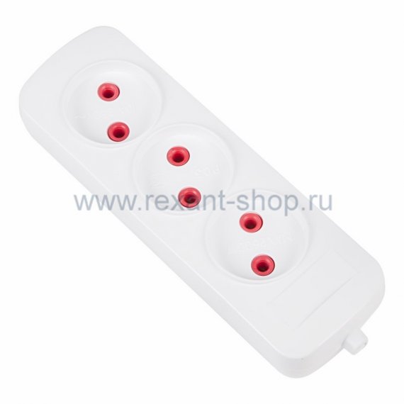 Фотография товара 'Rexant Колодка 3 гнезда без заземления эконом 11-8711'