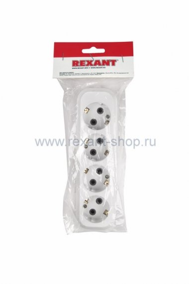 Фотография товара 'Rexant Колодка 4 гнезда c заземлением 11-8707'