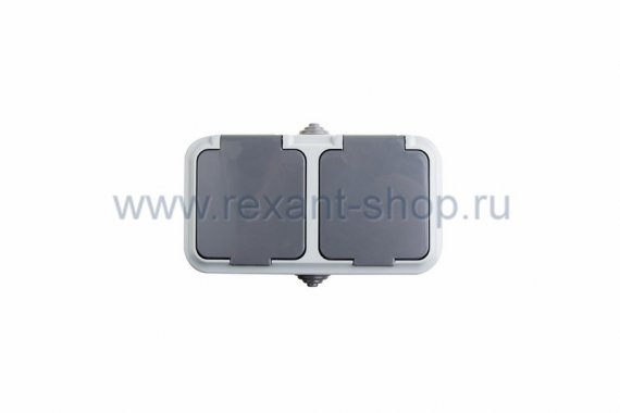 Фотография товара 'Rexant Розетка штепсельная двухместная влагозащищенная для открытой установки 78-0525'