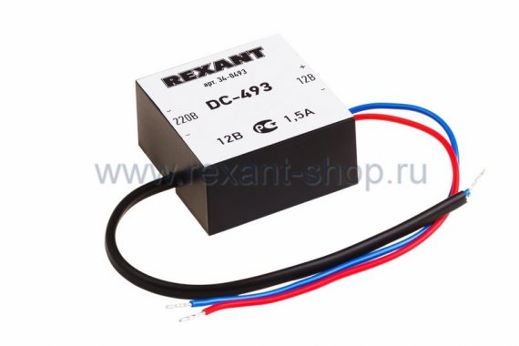 Фотография товара 'Rexant Блок питания стабилизированный 12В, 1,5А 34-0493'