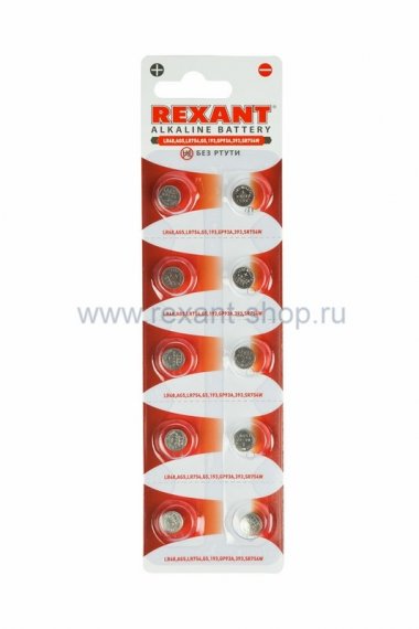 Фотография товара 'Rexant Батарейка LR48,AG5,LR754,G5,193,GP93A,393,SR754W 30-1036'