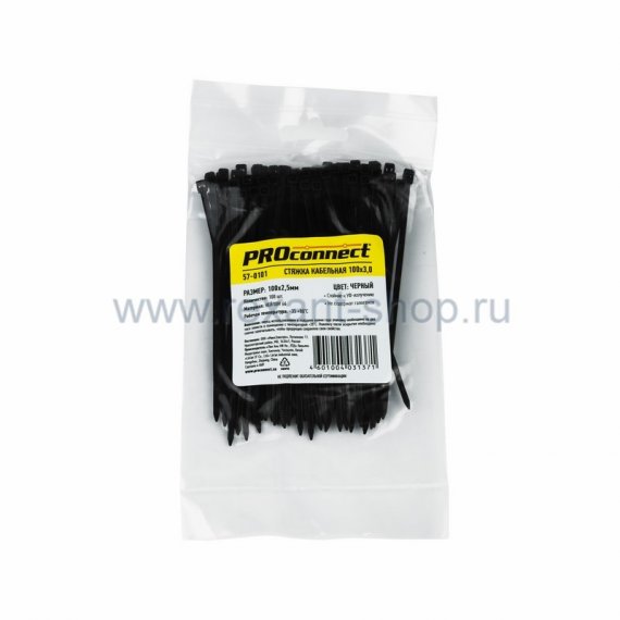 Фотография товара 'Rexant Хомут nylon 100 х 2.5 мм 57-0101'