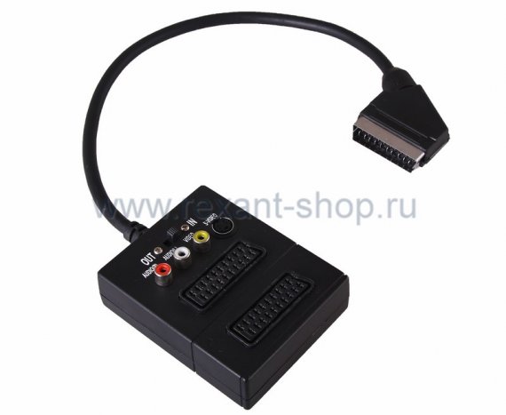 Фотография товара 'Rexant Переходник SCART - 2гн.SCART + 3гн.RCA + гн.S-видео (с переключателем) 17-1058'