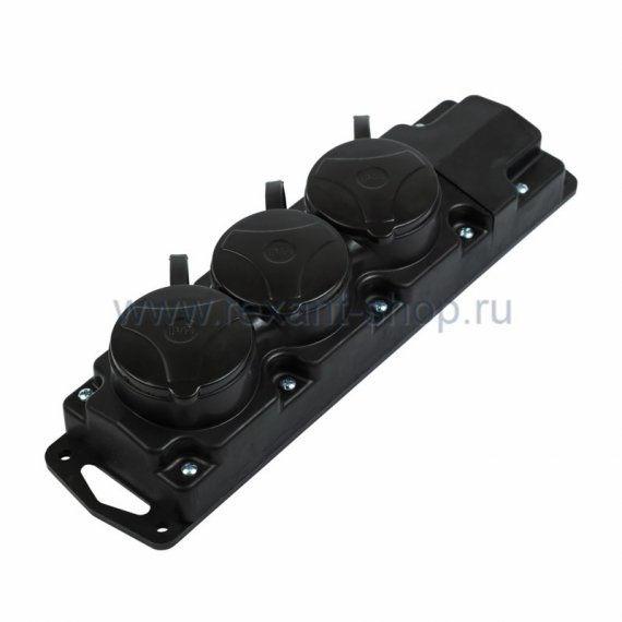 Фотография товара 'Rexant Розетка штепсельная переносная трехместная с заземляющим контактом влагозащищенная IP 44 11-8725'