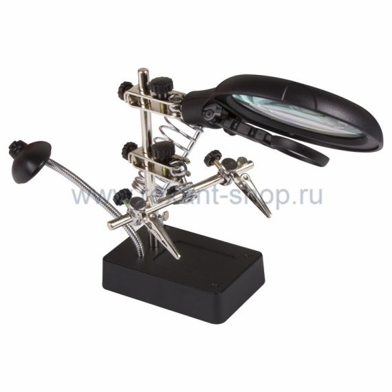 Фотография товара 'Rexant Держатель "третья рука" с лупой х2.5, подставка под паяльник, LED подсветка 12-0250'