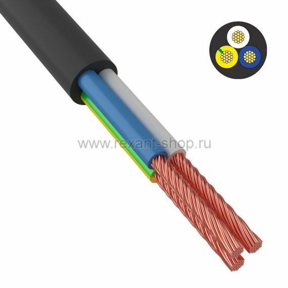 Фотография товара 'Rexant Провод ПВС 3x1,5 мм 01-8047-4'