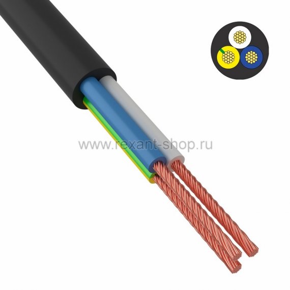 Фотография товара 'Rexant Провод ПВС 3х0,75 мм 01-8043-4'
