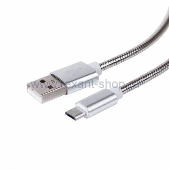 Фотография товара 'Rexant USB кабель microUSB, шнур в металлической оплетке 18-4241'