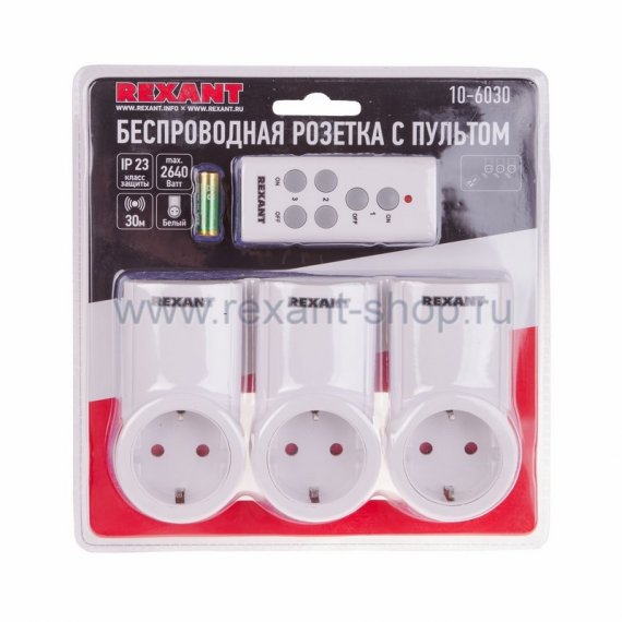 Фотография товара 'Rexant Радиоуправляемая розетка c пультом RX-003 10-6030'