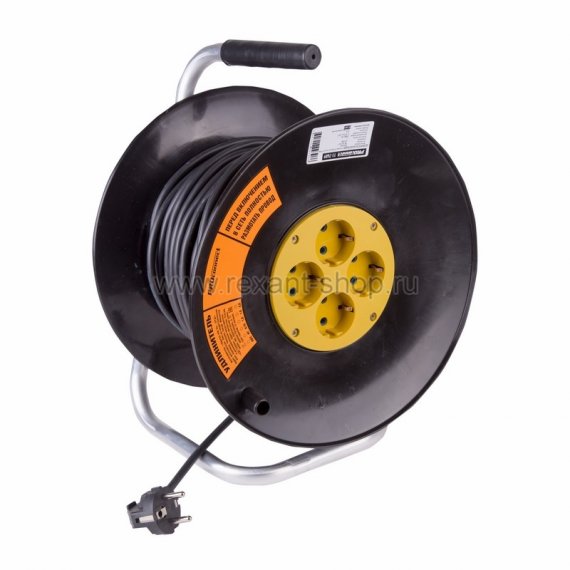 Фотография товара 'Rexant Удлинитель силовой на катушке 4 гнезда с/з 50 м 11-7611'