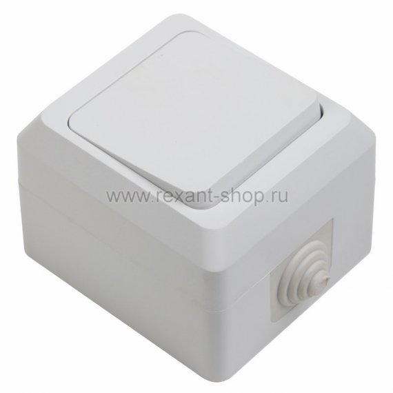 Фотография товара 'Rexant Выключатель одноклавишный влагозащищенный открытой установки, 10 А, IP 44 78-0513'