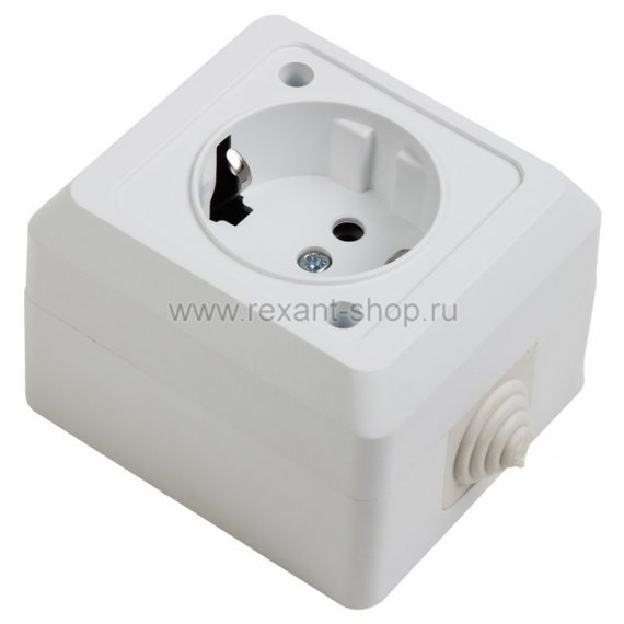 Фотография товара 'Rexant Розетка штепсельная влагозащищенная открытой установки c\з,16 А,IP 44 78-0515'