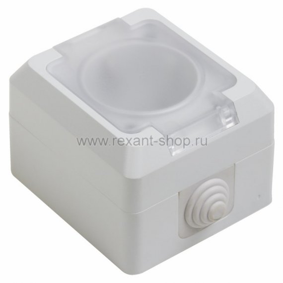 Фотография товара 'Rexant Розетка штепсельная влагозащищенная открытой установки, с крышкой, c\з,10 А,IP 44 78-0516'