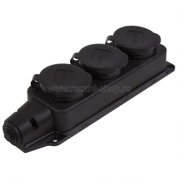 Фотография товара 'Rexant Розетка штепсельная трехместная влагозащищенная переносная с/з,16А, IP44 78-0512'