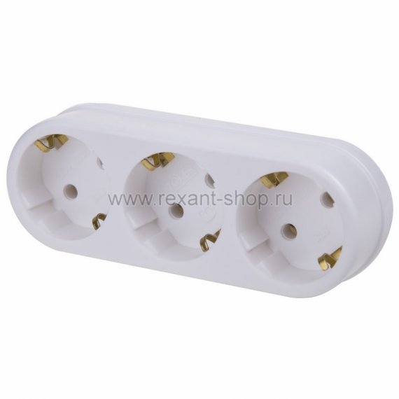 Фотография товара 'Rexant Тройник электрический линейный, 16 А 11-1079'