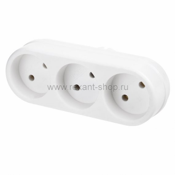 Фотография товара 'Rexant Тройник электрический линейный, 6/10 А 11-1078'