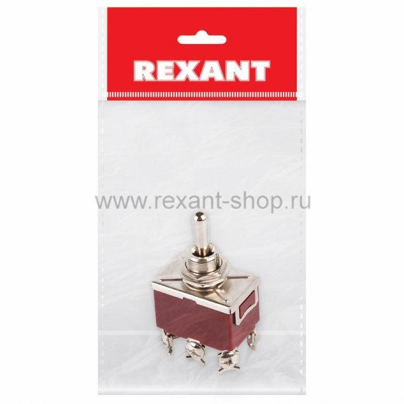 Фотография товара 'Rexant Тумблер 250V 6А (6c) (ON)-OFF-(ON) двухполюсный 36-4172-1'