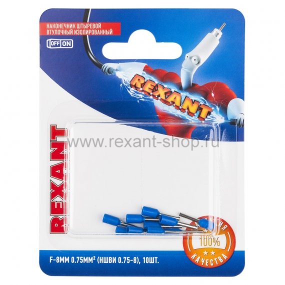 Фотография товара 'Rexant НАКОНЕЧНИК ШТЫРЕВОЙ ВТУЛОЧНЫЙ изолированный F-8мм 06-0404-A'