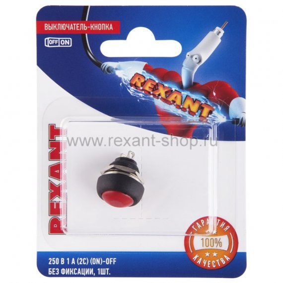 Фотография товара 'Rexant Выключатель-кнопка 250V 1А (2с) 06-0316-A'