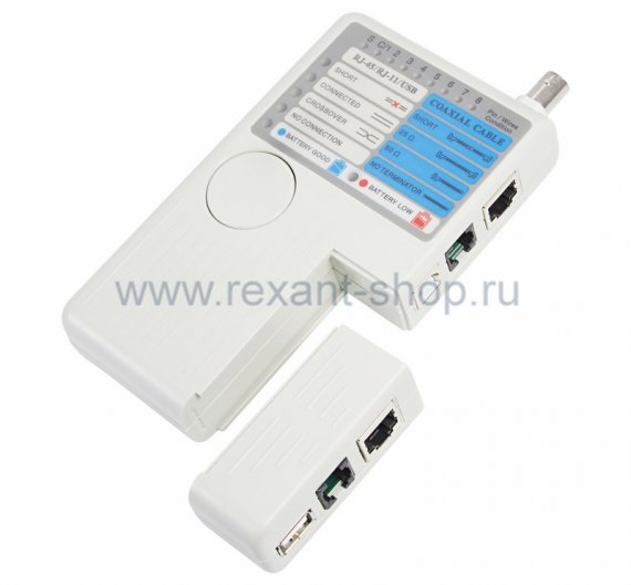 Фотография товара 'Rexant Тестер Кабеля "универсальный" RJ-45+RJ-11+RJ-12+USB+BNC (HT-2468B) 12-1003'