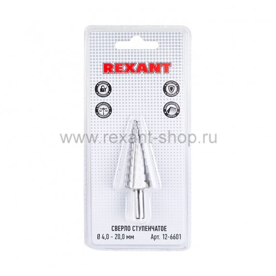 Фотография товара 'Rexant Сверло по жести ступенчатое 4,0 - 20,0 мм 12-6601'