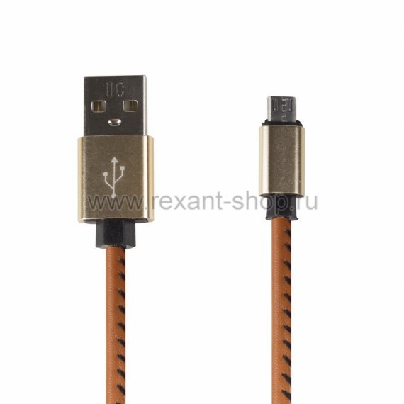 Фотография товара 'Rexant USB кабель microUSB, шнур в кожаной оплетке 18-4231-9'