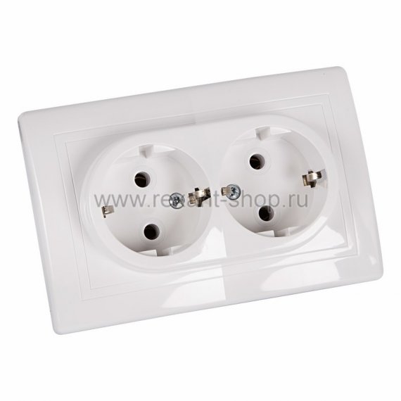 Фотография товара 'Rexant Розетка скрытой установки, двойная, с З/К 78-0101'