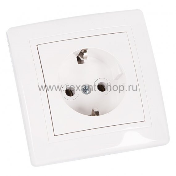 Фотография товара 'Rexant Розетка скрытой установки,с З/К,поликарбонат.Рамка,без вставки, 16A,250V, 78-0105'