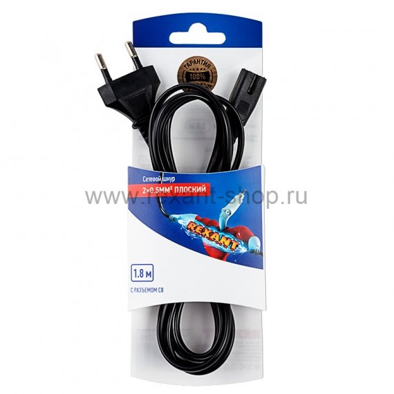 Фотография товара 'Rexant Шнур сетевой 1.8М 2x0.5мм, 06-3252'