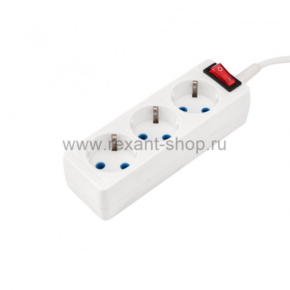 Фотография товара 'Rexant Удлинитель 3 гнезда 10 м 3х0,75 мм , с кнопкой , 11-2424'