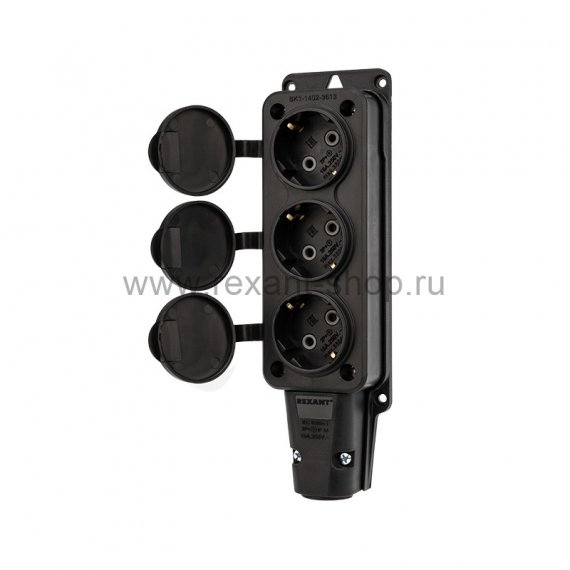 Фотография товара 'Rexant Розетка штепсельная трехместная влагозащищенная, 16 А, IP54, 111-113'