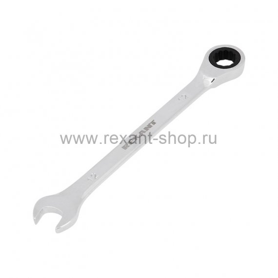 Фотография товара 'Rexant Ключ комбинированный трещоточный 12 мм, CrV, зеркальный хром, 12-5807-1'