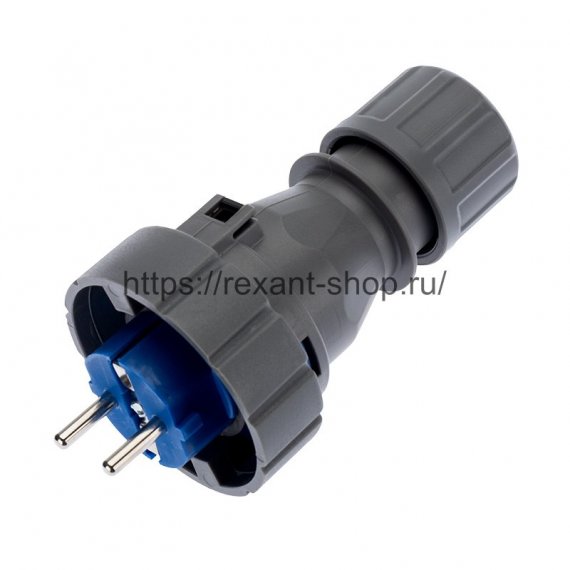 Фотография товара 'Rexant Вилка прямая влагозащищенная 2P+РE, 16 А, IP68, 111-013'
