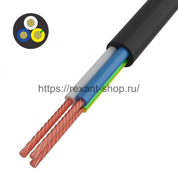 Фотография товара 'Rexant Провод соединительный ПВС 3x0,75 мм?, 01-8043-10'