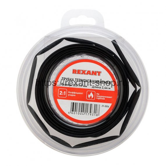 Фотография товара 'Rexant Трубка термоусаживаемая 3,0/1,5 мм, 29-0006'