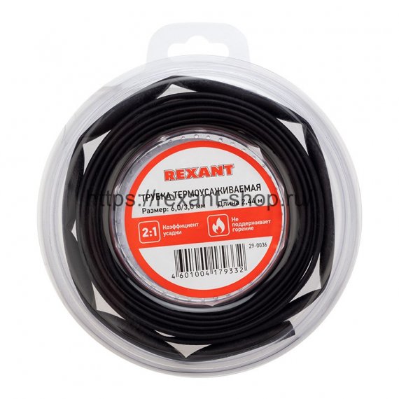 Фотография товара 'Rexant Трубка термоусаживаемая 6,0/3,0 мм, 29-0036'
