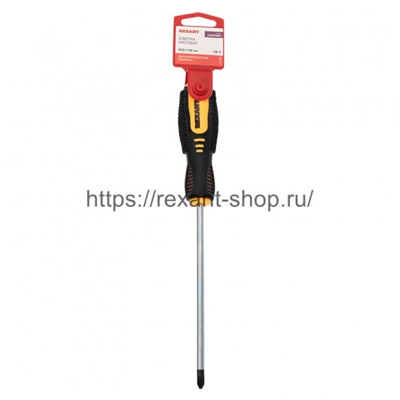 Фотография товара 'Rexant Отвертка крестовая PH 2х150 мм, двухкомпонентная рукоятка, 12-6408'